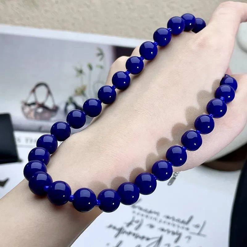 Collana di perle blu scuro fatta a mano: regalo per donna