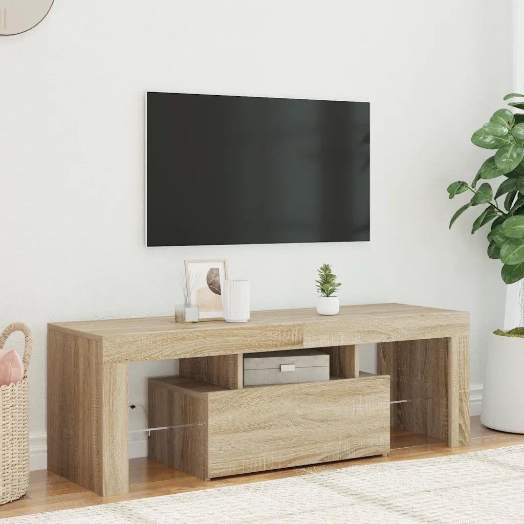 Mobile Porta TV con Luci LED Rovere Sonoma 120x35x40 cm