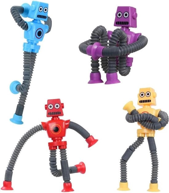 Robot giocattolo telescopico con morsetti - 4 pezzi giocattoli interattivi per bambini