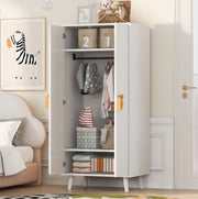 Armadio a due ante 70 x 55 x 170 cm in MDF; bianco; con vani interni e piedi rialzati