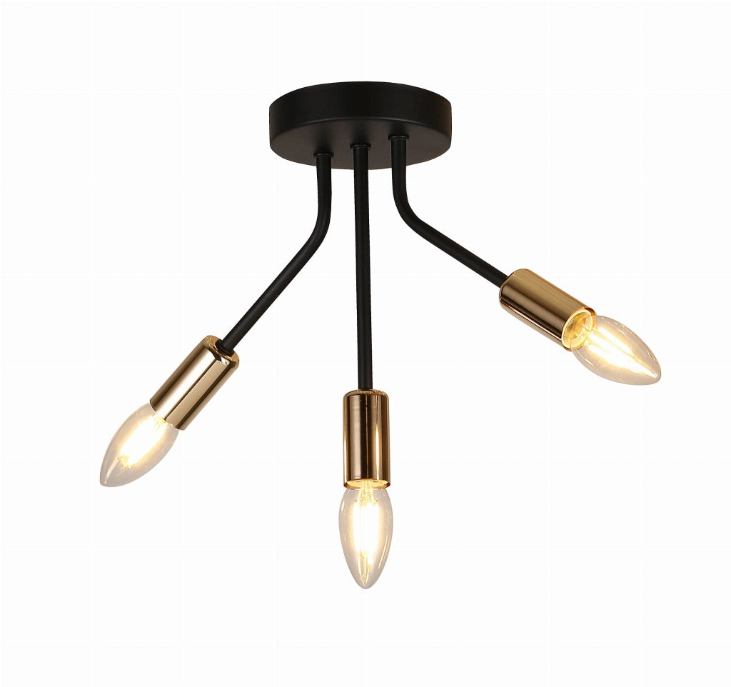 Plafoniera Candellux Tiara nera oro 3xE14 25cm metallo