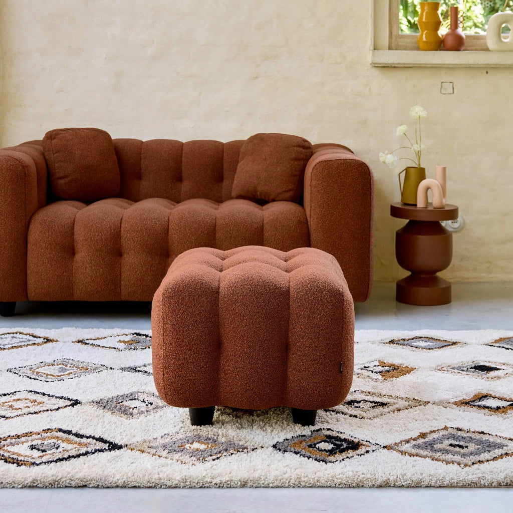 Poggiapiedi bouclé strutturata per divano a 2 posti, terracotta