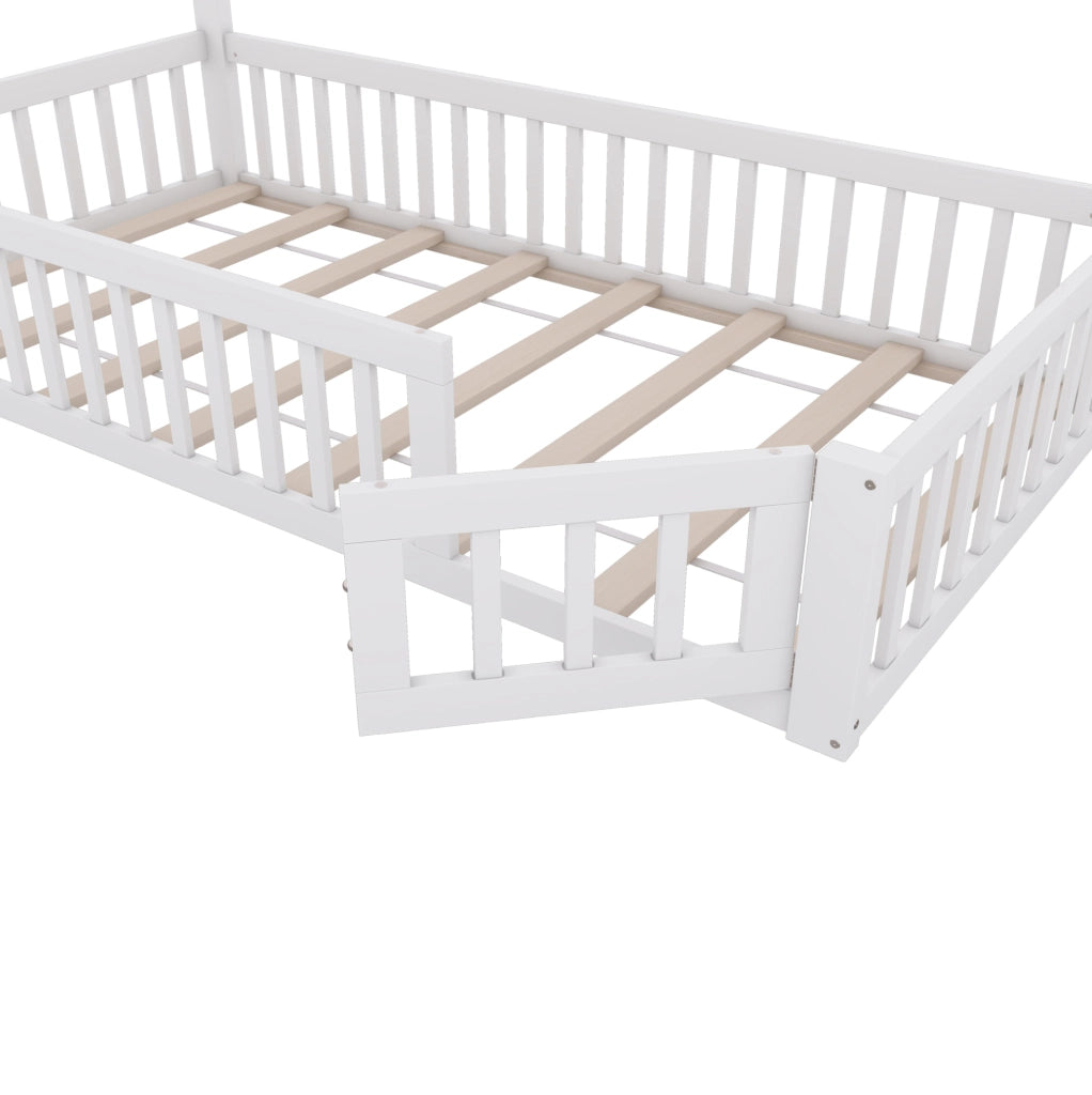 Letto per bambini 90x200 cm con design a casetta e sponde di sicurezza