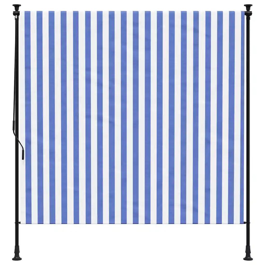 Tenda a rullo | Tenda avvolgibile Esterno Blu e Bianca 200x270cm Tessuto e Acciaio