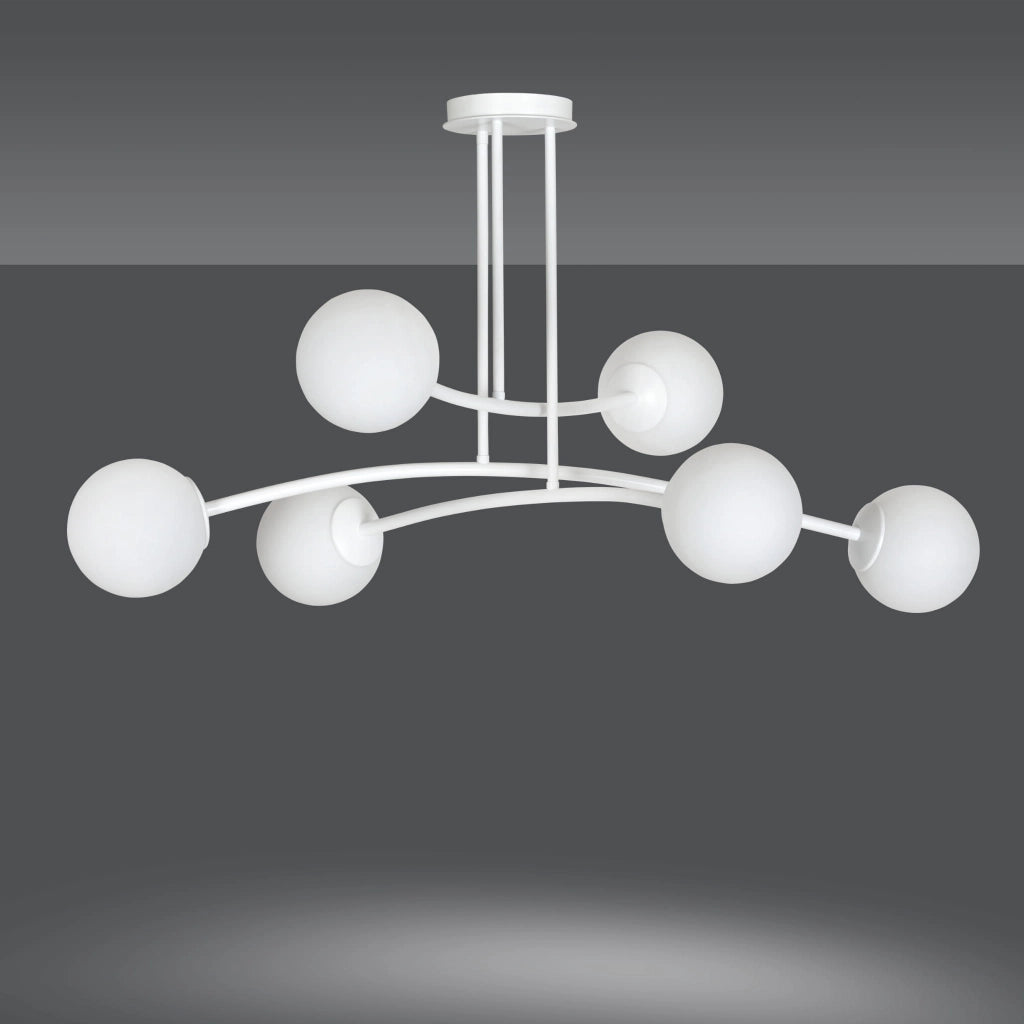 Lampadario Emibig Halldor 6xE14 bianco vetro 108cm