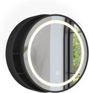 Specchio contenitore bagno Silva, Nero, 50 x 50 cm con 5 vani portaoggetti, per montaggio a parete con illuminazione LED integrata