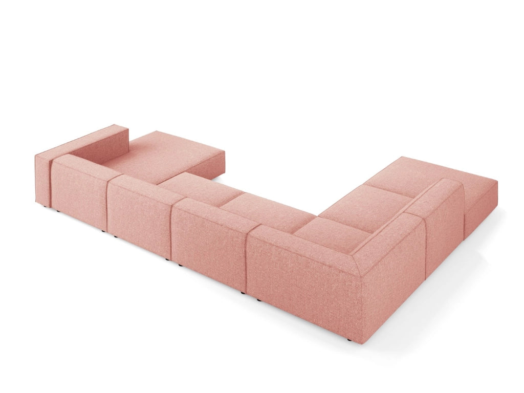Cosmopolitan Design - Divano panoramico sinistro "Arendal" 7 posti in ciniglia rosa 