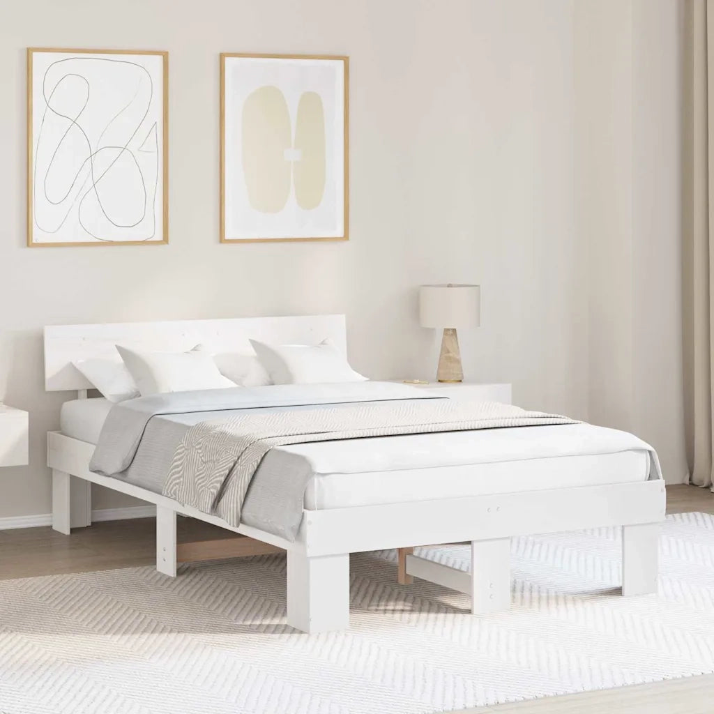 Struttura del letto Bianco 135 x 190 cm Pino massello