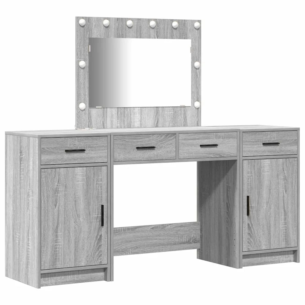 Tavolo da Trucco con cassetto 3 pcs Grigio Legno multistrato 3334250