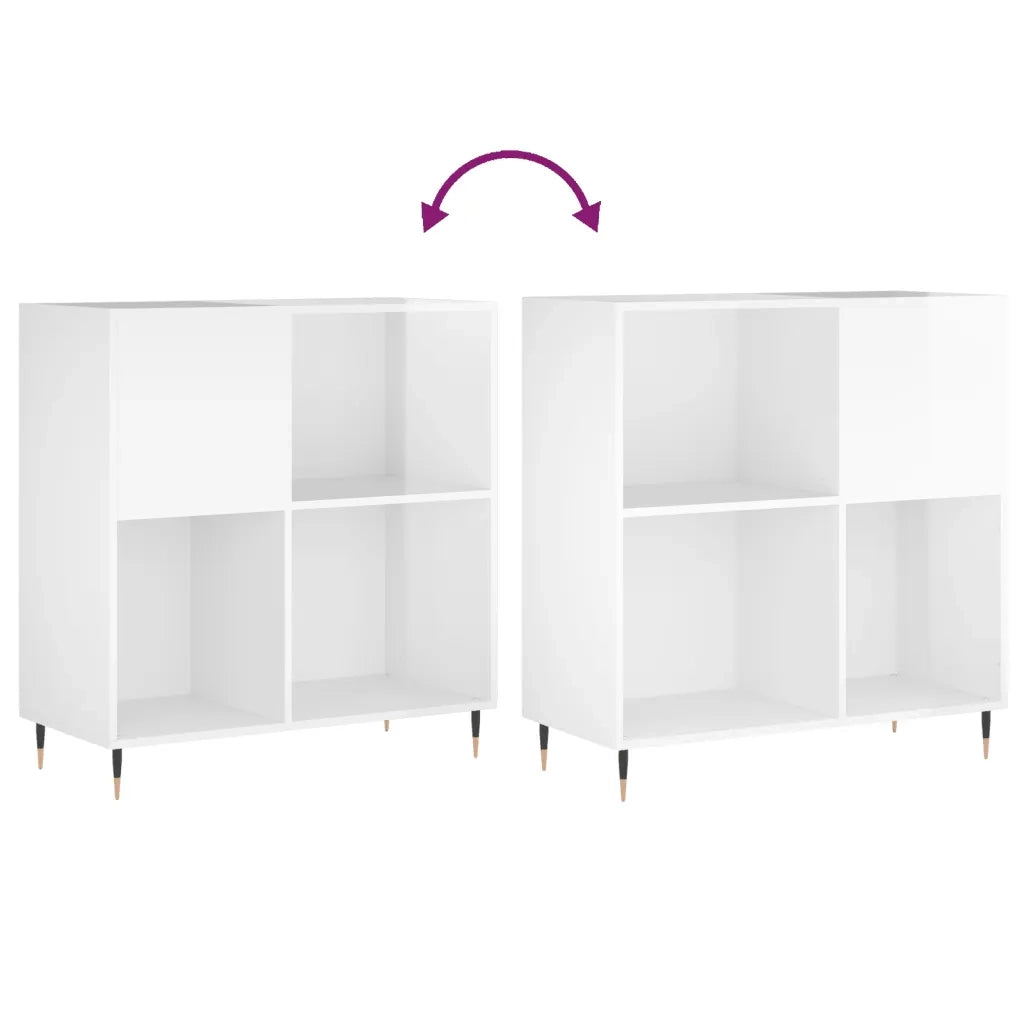 Mobile classico per dischi in vinile 84,5 x 38 x 89 cm stile industriale realizzato in legno composito bianco lucido 02_0049161