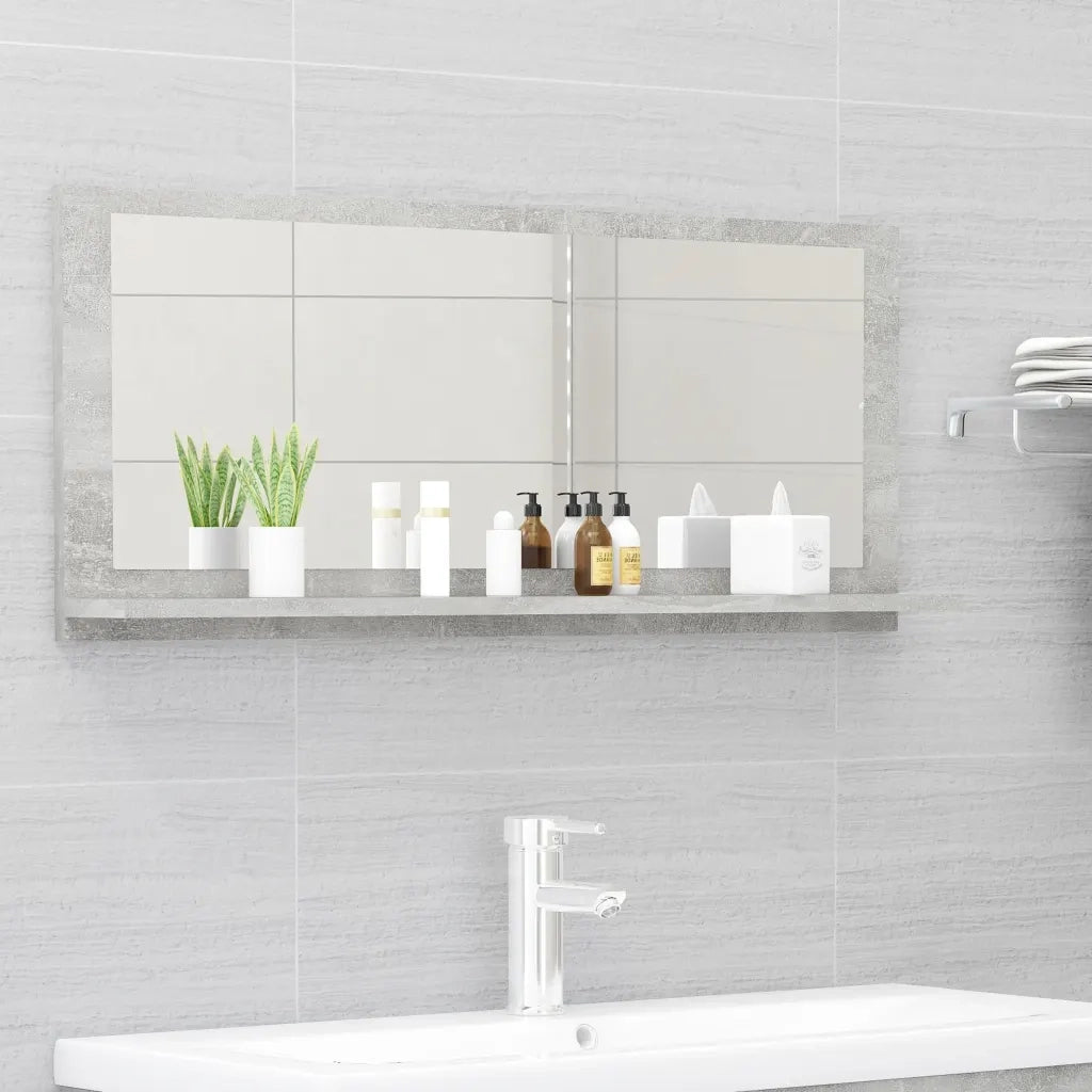 Specchio da bagno-Specchio decorativo Grigio Cemento 90x10,5x37cm Legno Multistrato