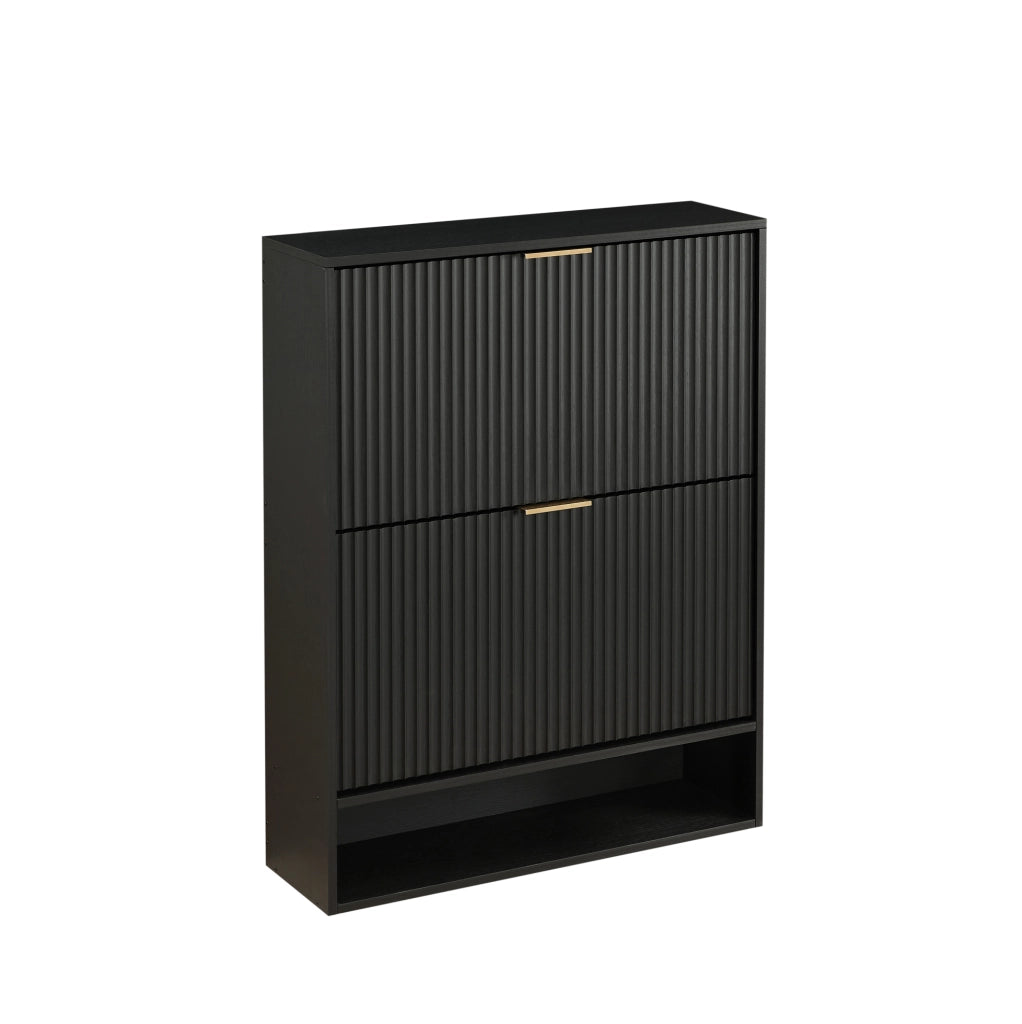 Scarpiera salvaspazio nera 80x24x102 cm con ripiani regolabili