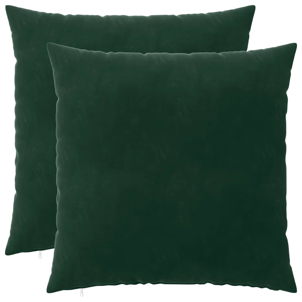 Federa 2 pcs HEERLEN Verde Scuro 65 x 65 cm Velluto 912879
