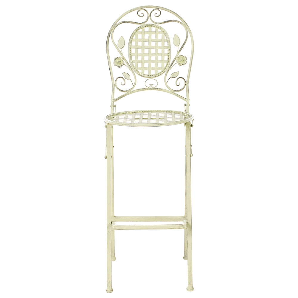 Set bar da giardino Ferro verde chiaro pieghevole Metallo afflitto 2 sedie Tavolo all'aperto Resistenza alla ruggine UV Stile retrò francese