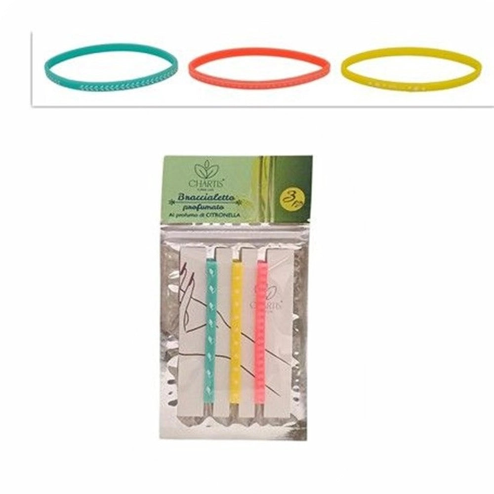 Trade Shop - Set 24pz Da 3 Braccialetti Profumati Alla Citronella ø6cm Colori Assortiti 671610a -