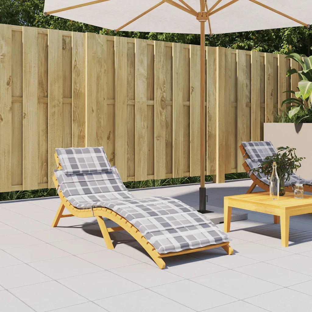 Cuscino per Lettino a Quadri Grigi 186x58x4 cm Tessuto Oxford 314172