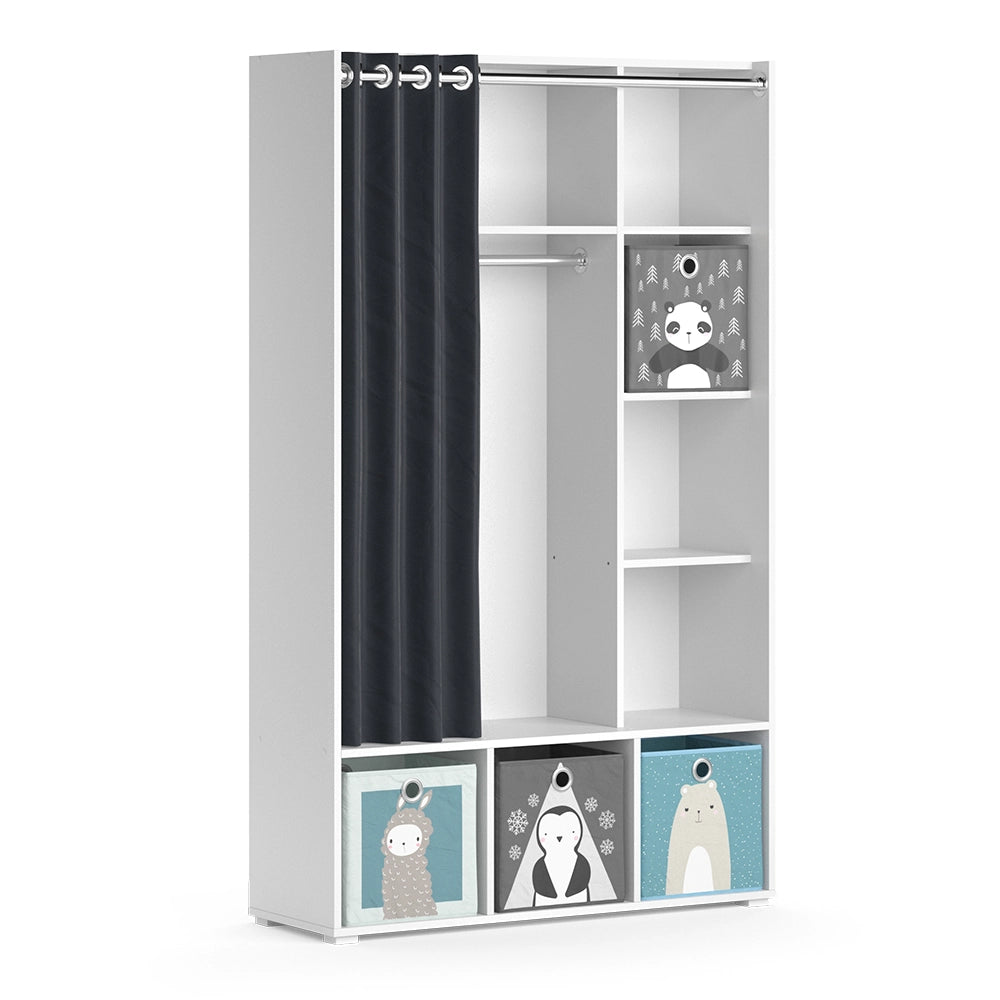 Vicco Guardaroba per bambini Bianco 38 x 178.1 cm Con cassetti pieghevoli (grigio)