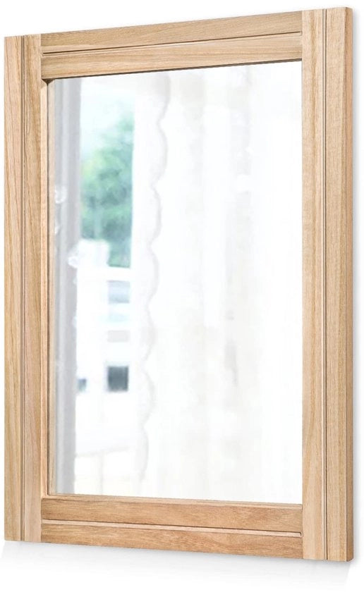 Specchio di design rurale rettangolare in legno per la stanza da letto o la camera da bagno, dimensioni 70 x 50 cm
