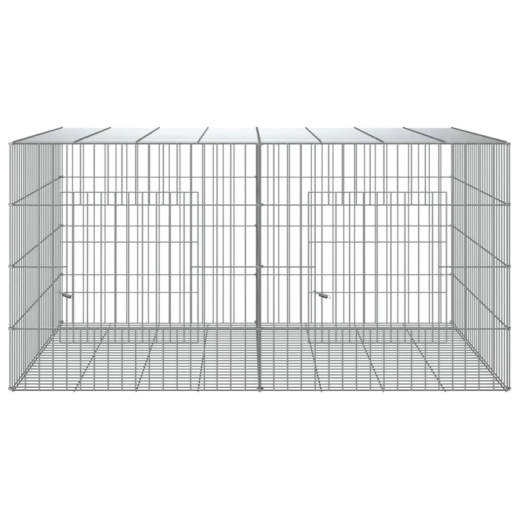 Gabbia per conigli con 2 pannelli 110 x 79 x 54 cm ferro zincato argento 02_0041685