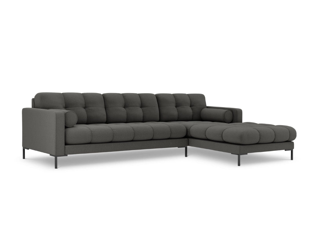 Cosmopolitan Design - Divano angolare destro "Bali" 5 posti in tessuto strutturato grigio scuro 