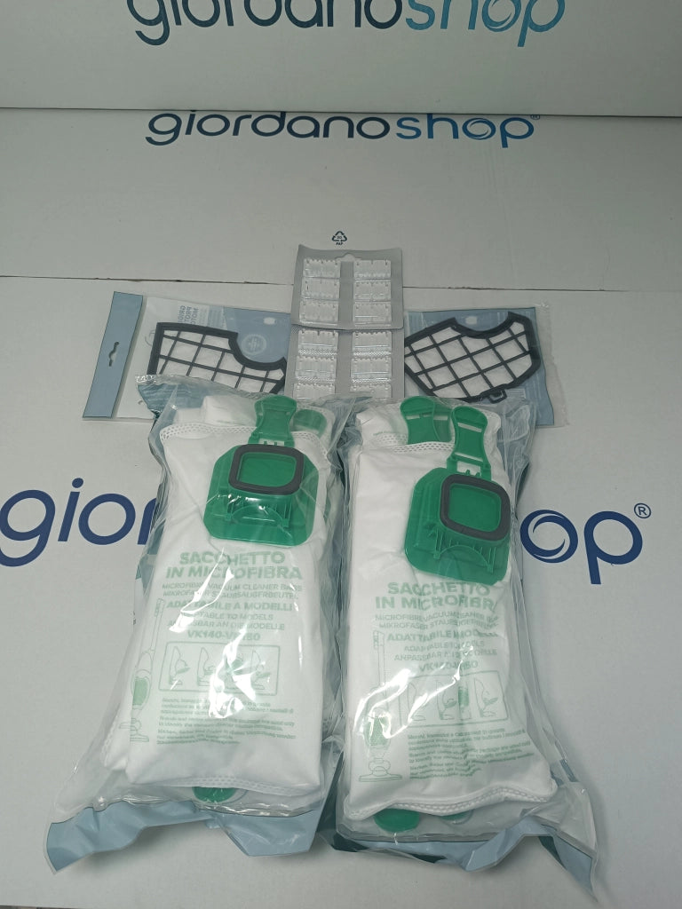Kit Ricambi 12 Sacchetti 2 Filtri Motore 12 Profumini Compatibili Folletto VK140 VK150