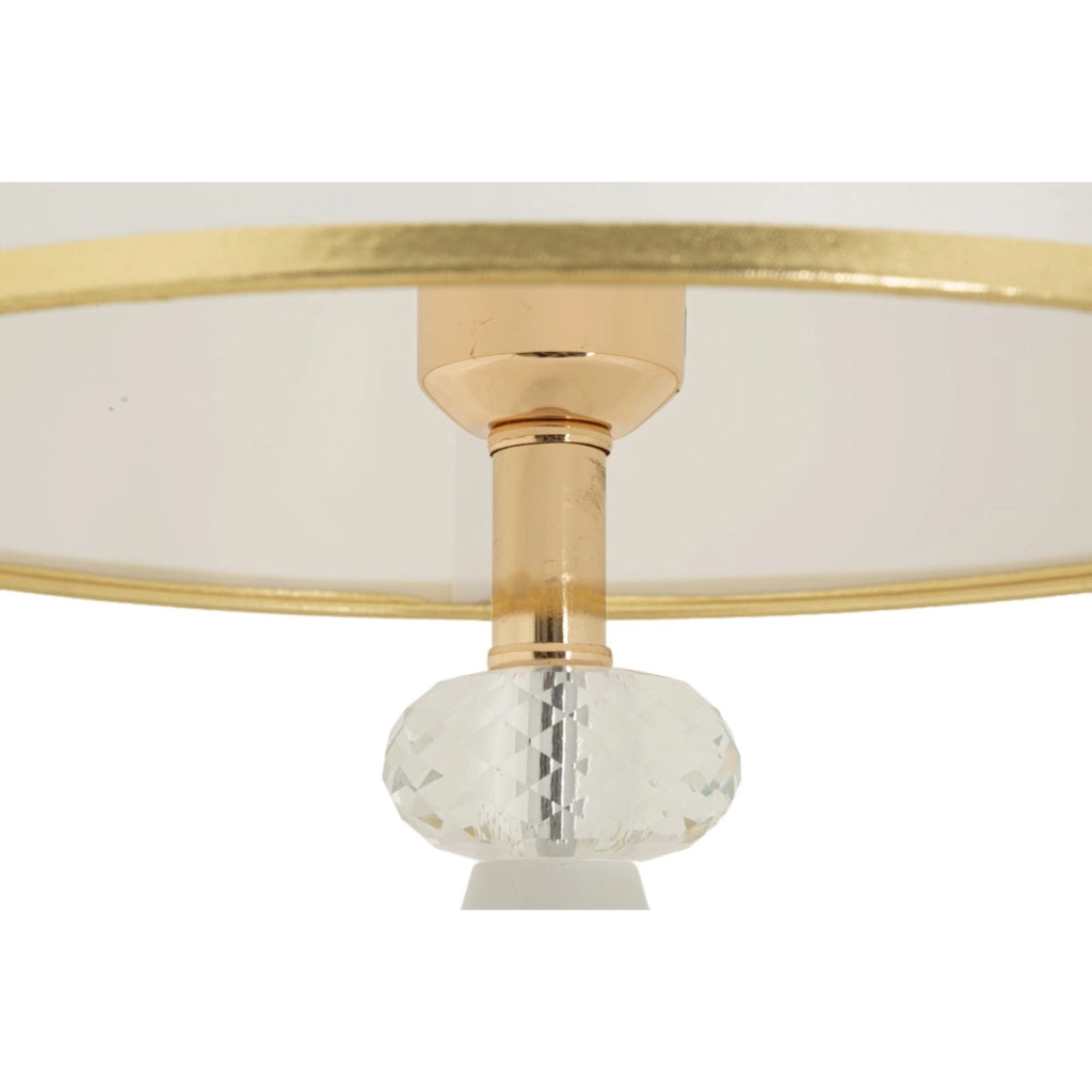 Lampada da Tavolo VKH905, Bianco, Tessuto, 30x30x52 cm