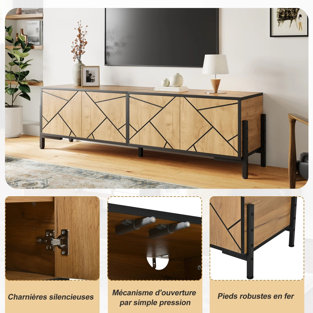 Mobile TV con 4 ante e 4 vani; per soggiorno; in MDF; 153 x 40 x 50 cm; natural wood