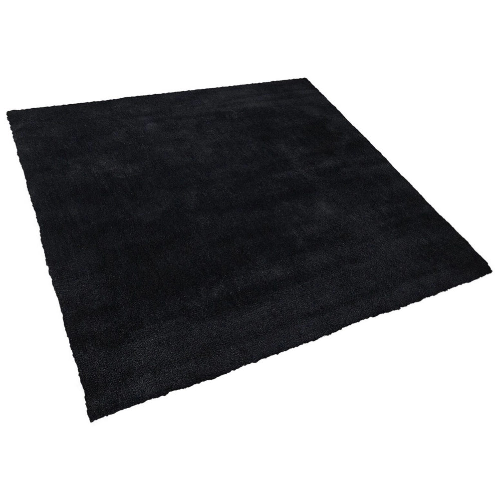 Tappeto shaggy Nero 200 x 200 cm moderno tappeto quadrato trapuntato a Pelo Lungo