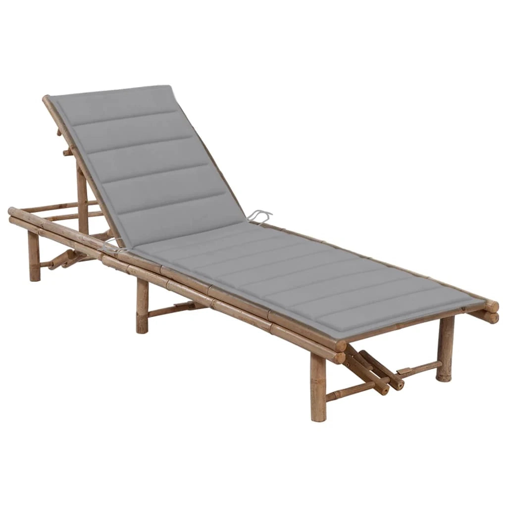 Lettino prendisole sedia a sdraio lettino prendisole letto da giardino mobili da esterno per patio con cuscino in bambù 02_0012293