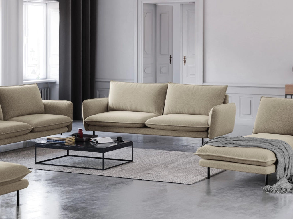 Cosmopolitan Design - Divano "Vienna" 4 posti in tessuto strutturato beige 