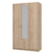 Armadio Camera da Letto Crati, Guardaroba 3 Ante Appendiabiti, 120x52 cm Marrone Quercia