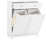 Mobile Spazzatura da Cucina con Pattumiera Integrata Armadietto Raccolta Differenziata con 2 Cassetti e 2 Sacchi da 45L Mobiletto Salvaspazio con Chiusura Silenziosa Bianco 78x38x90cm BZR33-II-W