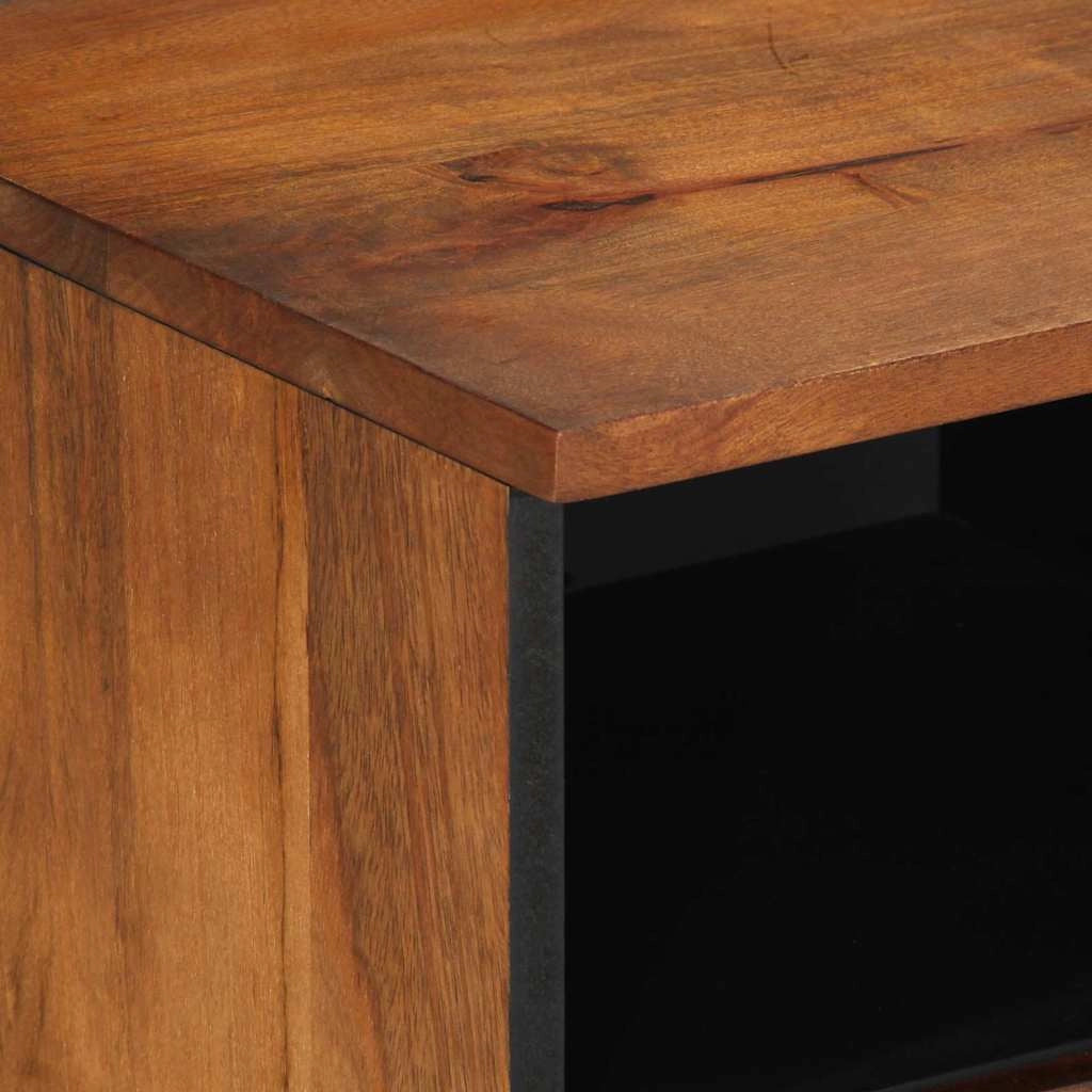 Mobile porta TV rettangolare con contenitore design moderno 70 x 33 x 46 cm in legno massello di mango marrone miele 02_0057872
