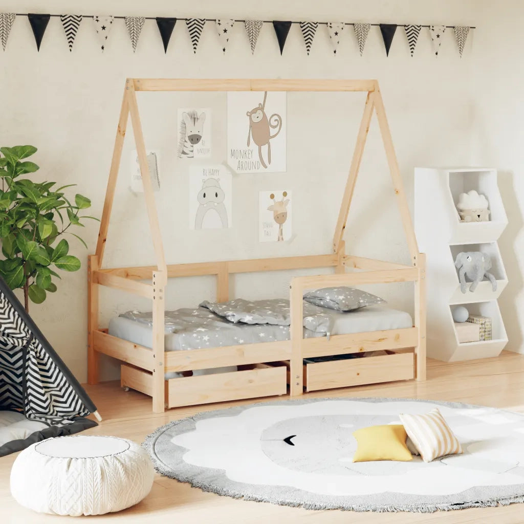 Giroletto Bambini con Cassetti-Struttura Letto Bambini 70x140 cm Legno Massello di Pino 879623