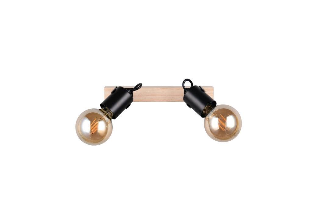 Faretto soffitto vintage nero legno 2xE27 LYNAR RL