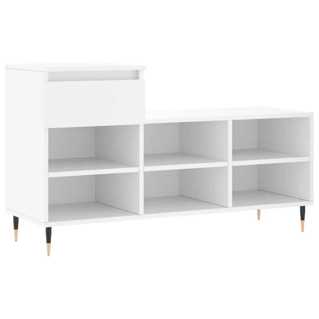 Scarpiera-Scaffale per scarpe Bianca 102x36x60 cm in Legno Multistrato 669445