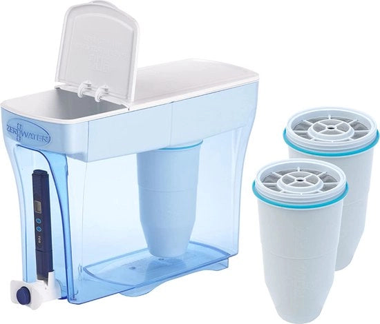 Apparecchio di purificazione dell'acqua - Filtro - Dispensatore di acqua Zerowater - Certificato NSF per il mercurio - Bianco e Blu (4,7 L)