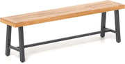 Panchina da Giardino in Legno di Acacia a 3 Posti, Panca da Esterno Senza Schienale con Gambe in Metallo, Panca Capacità di 360 kg per Ingresso, Cortile e Balcone, 160 x 32 x 45 cm
