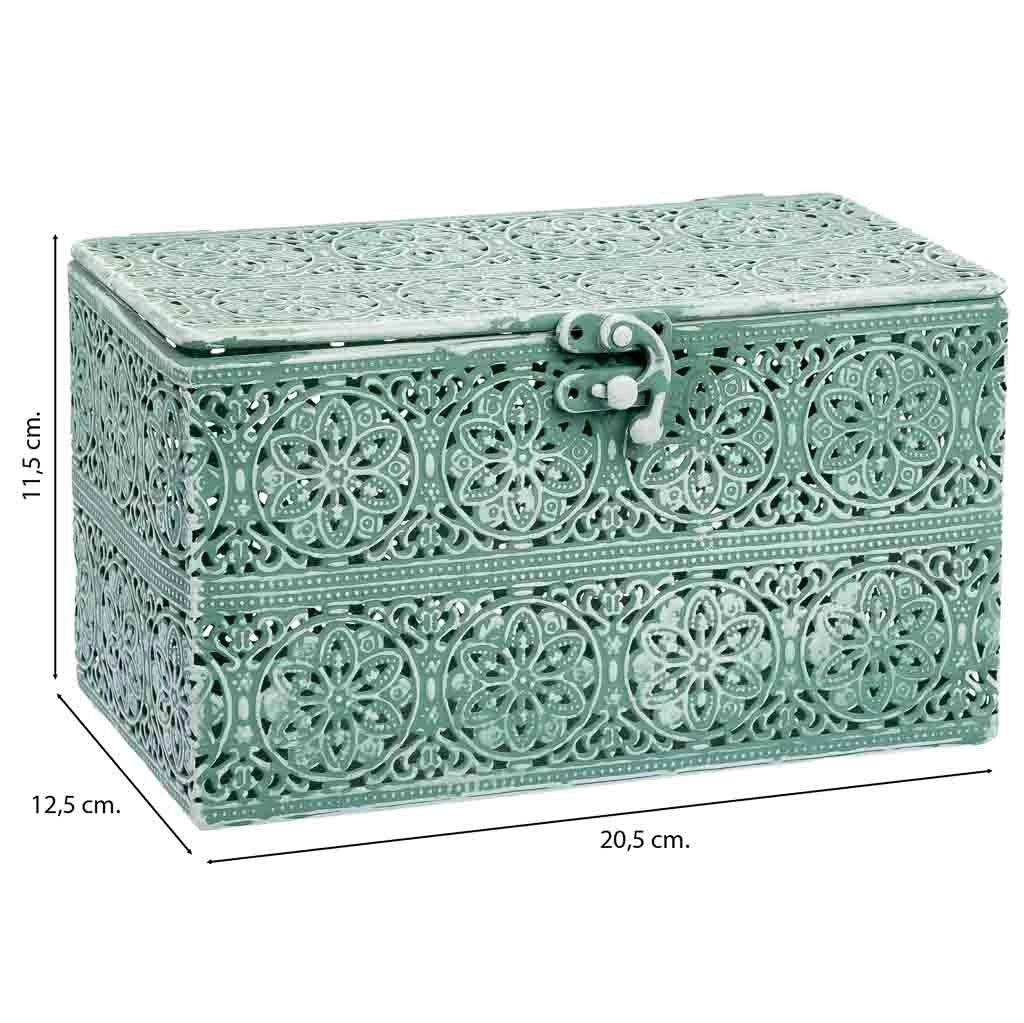 Scatola in metallo verde 20.5x12.5x11.5h cmh cm