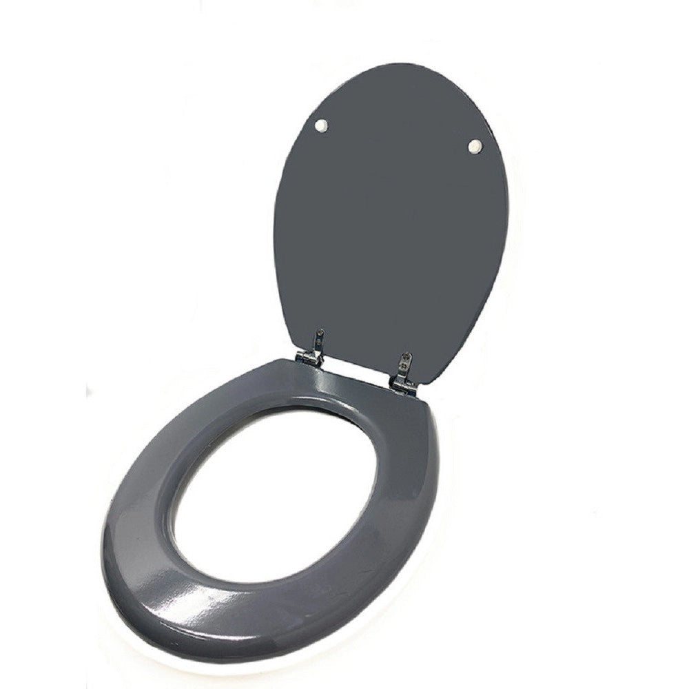 Trade Shop - Copriwater Universale Bagno Copri Wc In Legno Mdf Cerniere Acciaio Grigio 52985a -