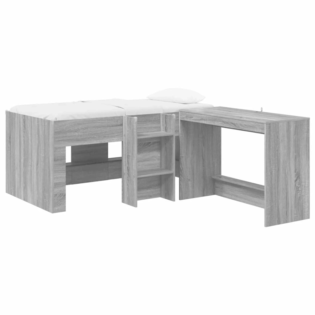 Letto alto per bambini con scrivania 2 pz Sonoma grigio 3423467