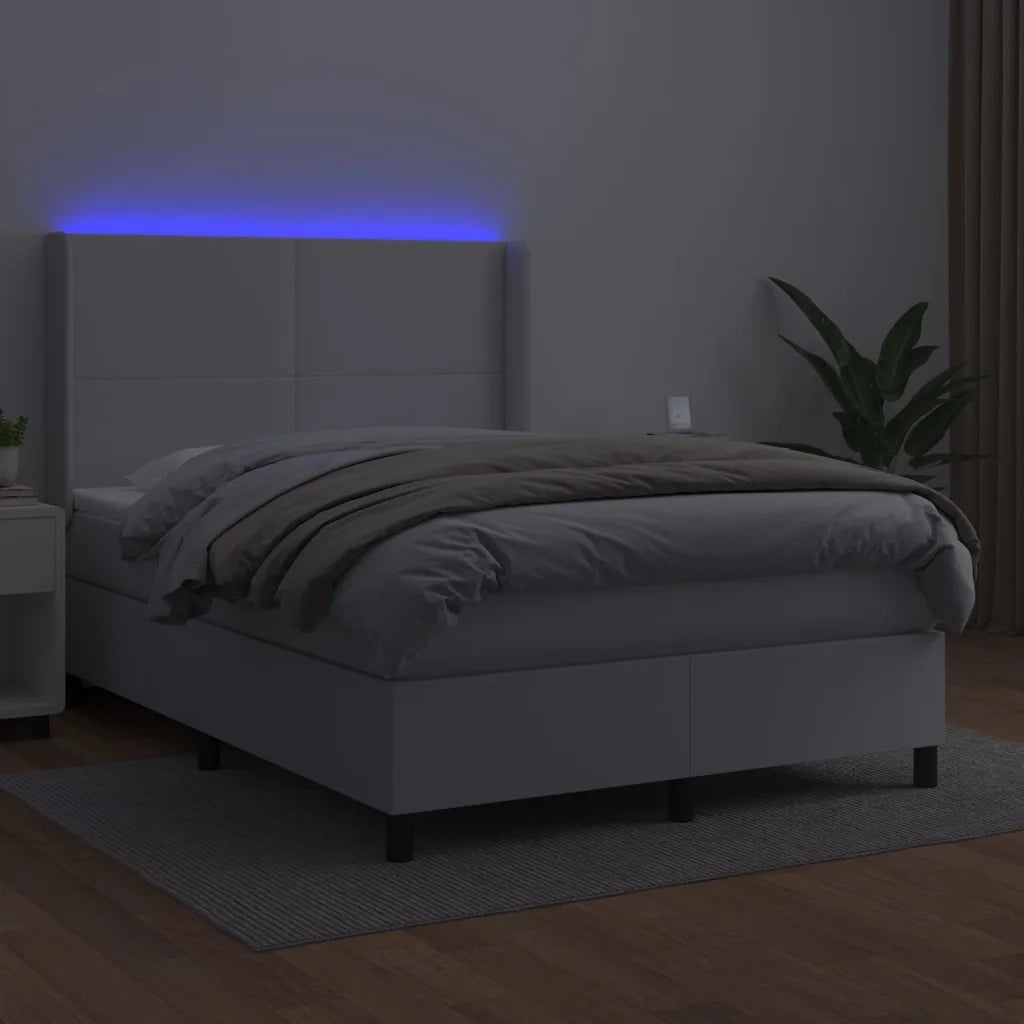 Giroletto Molle con Materasso e LED Bianco 140x200cm Similpellecod mxl 99395