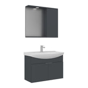 Set mobile lavabo con specchio (2 pezzi) "Purus 80" - 80 x 50 x 58 cm - Antracite opaco