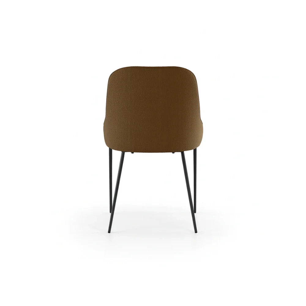 Set di 4 sedie da pranzo imbottite in tessuto marrone Harmony con struttura in metallo facili da pulire | Duzzle