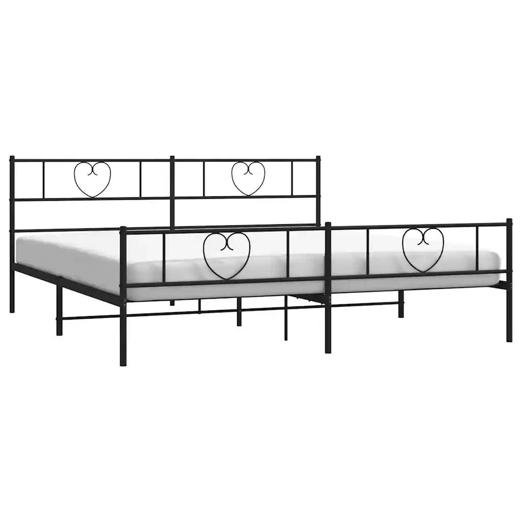 Giroletto con Testiera e Pediera Metallo Nero 183x213 cm 355486