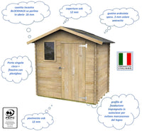 Casetta Box da Giardino per Attrezzi 198x130 cm con Porta Singola Cieca in Legno Naturale