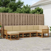 Set di divani da esterno 7 pz Naturale e Beige Poliestere 3385399