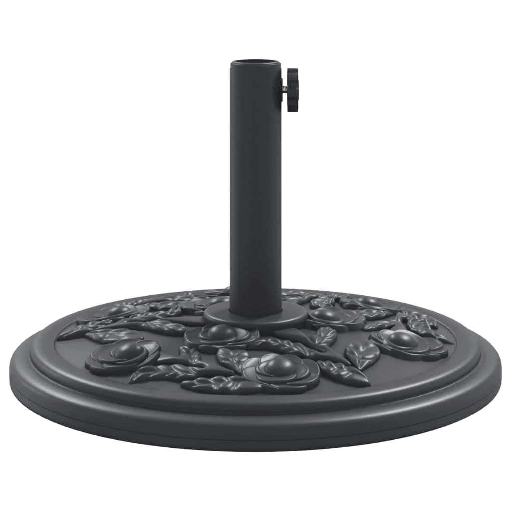 Base per ombrellone rotonda 45 x 31,5 cm stabile design floreale stile outdoor nero PE 02_0056642
