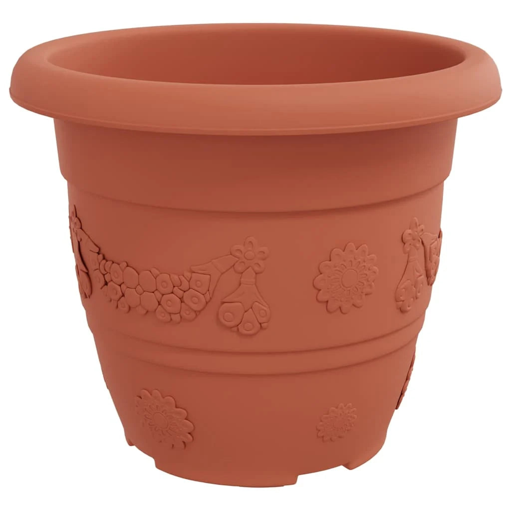 Set di 24 vasi da fiori rotondi moderni 30 x 30 x 25 cm design leggero facile manutenzione plastica rosso mattone 02_0059331