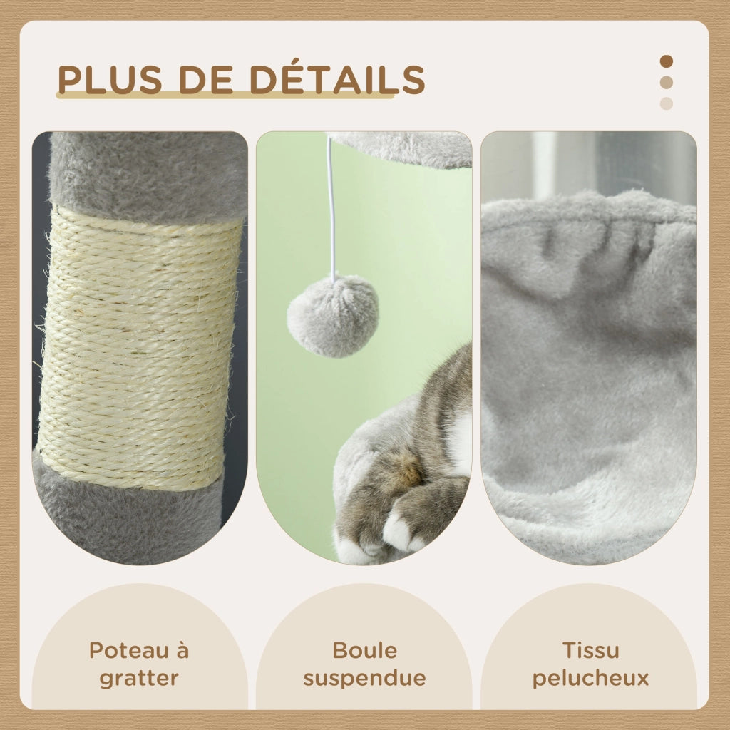 Arbre a gatto con centro attivita ¨C zephmum ¨C grigio chiaro 104 cm
